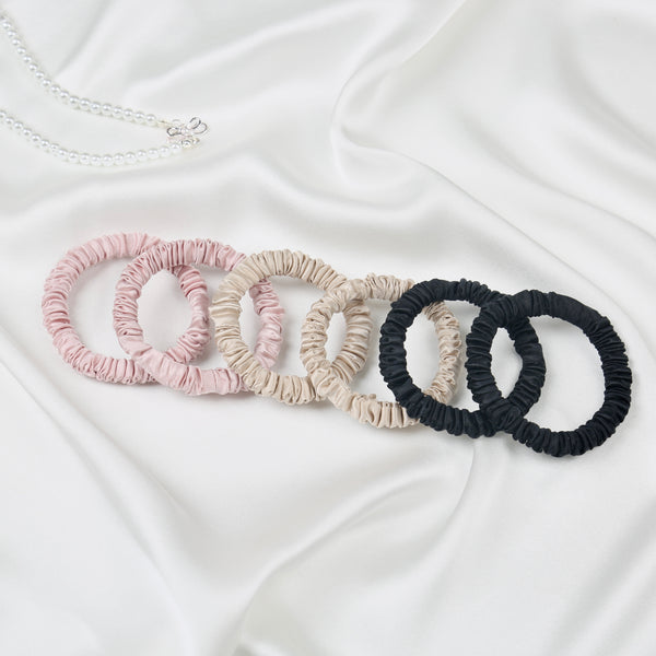 Camellia Silk Studio - Premium 100% Mulberry Silk Small Scrunchies Hair Ties
