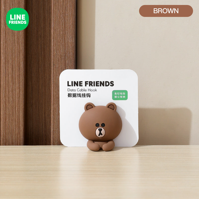 Cute bear Adhesive Cable Organiser Holder Clip Brown