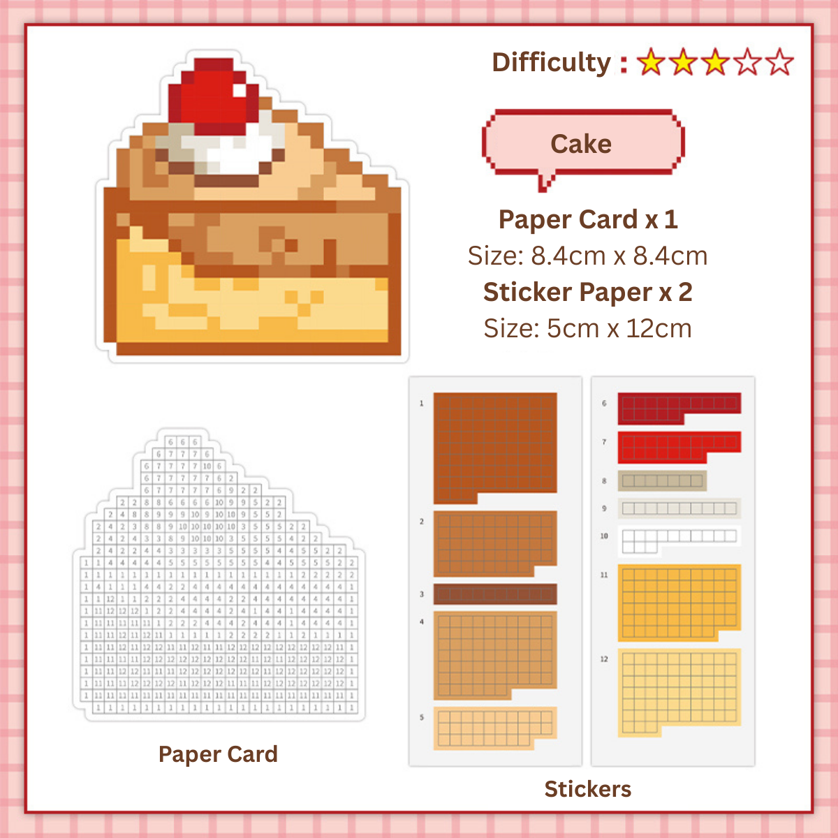 Cake - DIY Numbered Collage Pixel Food & Drink Sticker Puzzle