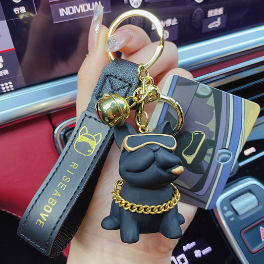 Cool Black Trendy Bulldog Keychains