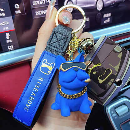Cool Blue Trendy Bulldog Keychains