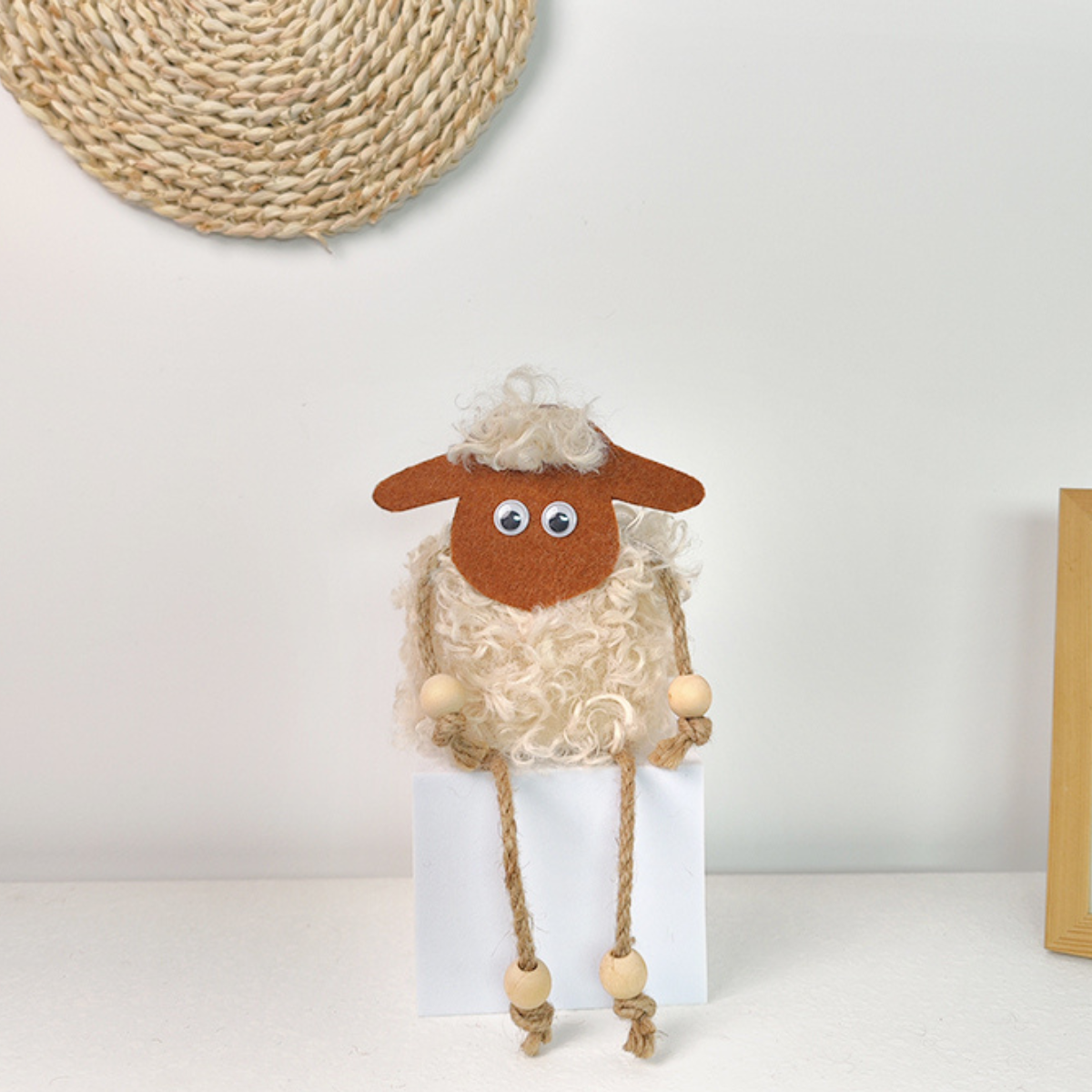 Cream Hanging Lamb Pot with Faux Flower