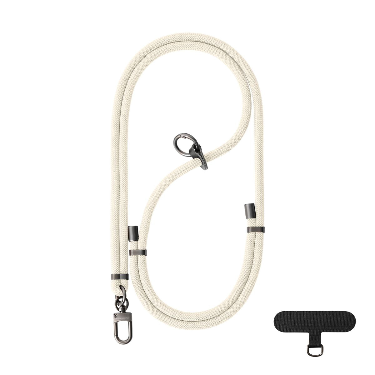 Cream Adjustable Anti-Theft Crossbody Woven Phone Lanyard