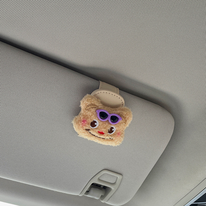 Cute Bear Car Sunglasses Clip Purple