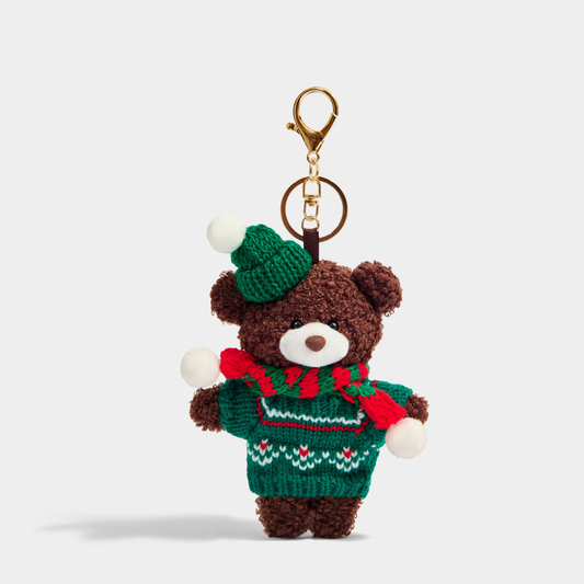 Original Christmas Bear in Green Jumper Bag Charm
