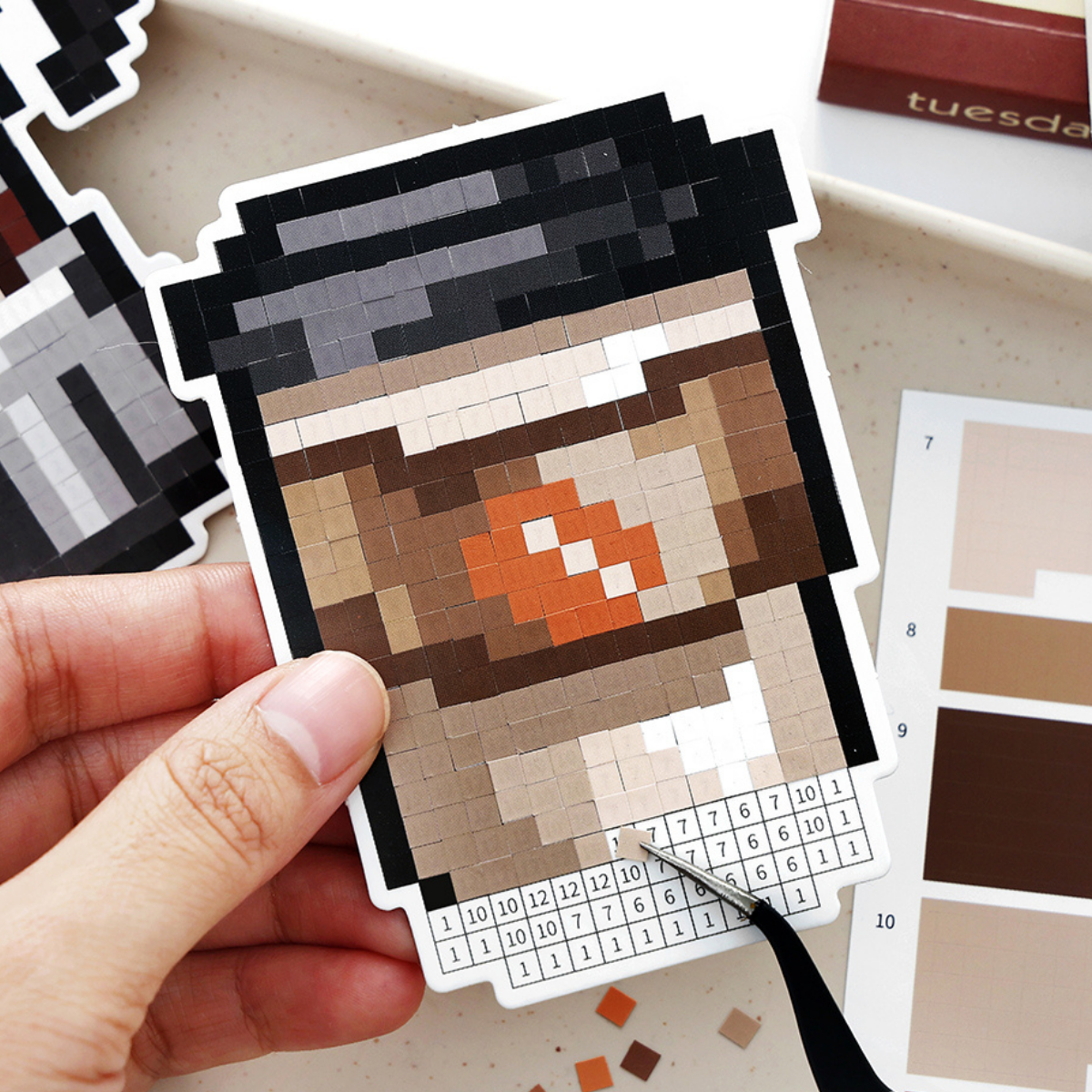 DIY Numbered Collage Pixel Food & Drink Sticker Puzzle