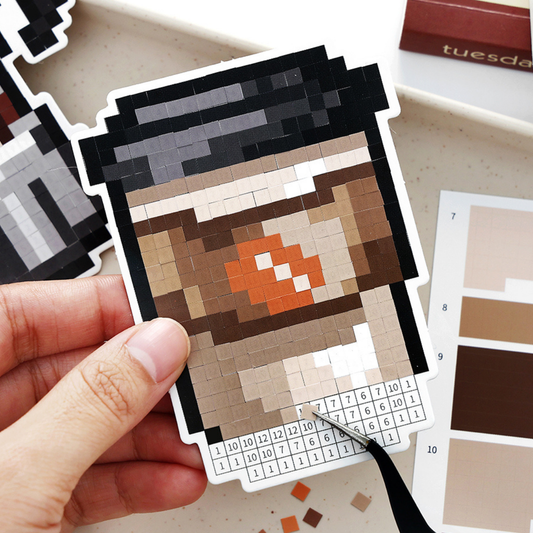 DIY Numbered Collage Pixel Food & Drink Sticker Puzzle
