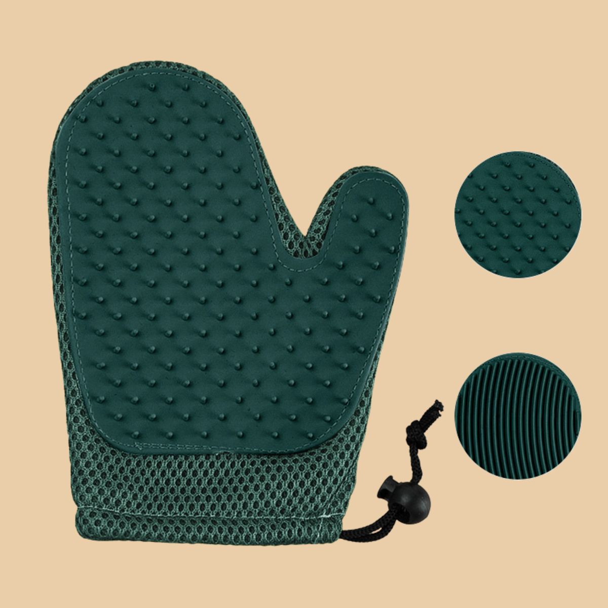 Pet Grooming Glove Brush Dark Green