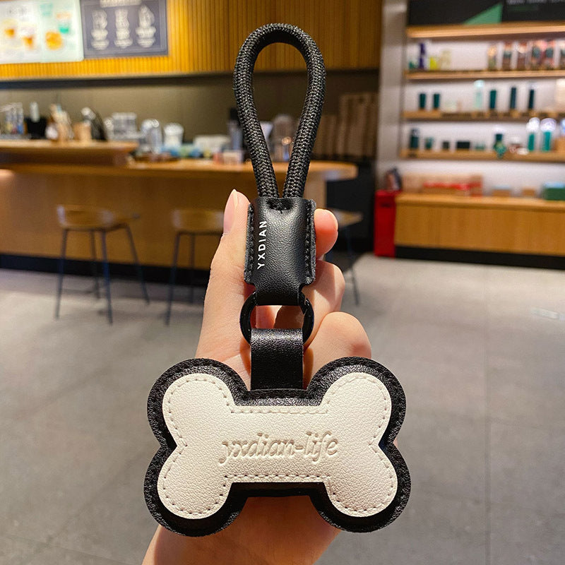 Dog & Cat Lovers PU Leather Keychains Bone