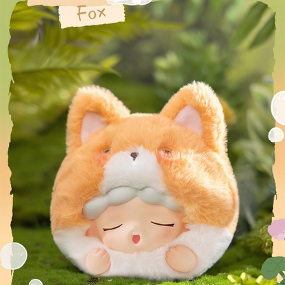 YUMO Plush toy  in a orange fox costume. It's really cute and lovely. It can bring you joy when you feel sadness. It can be used as a bag charm. It is a great companion in people's lives.