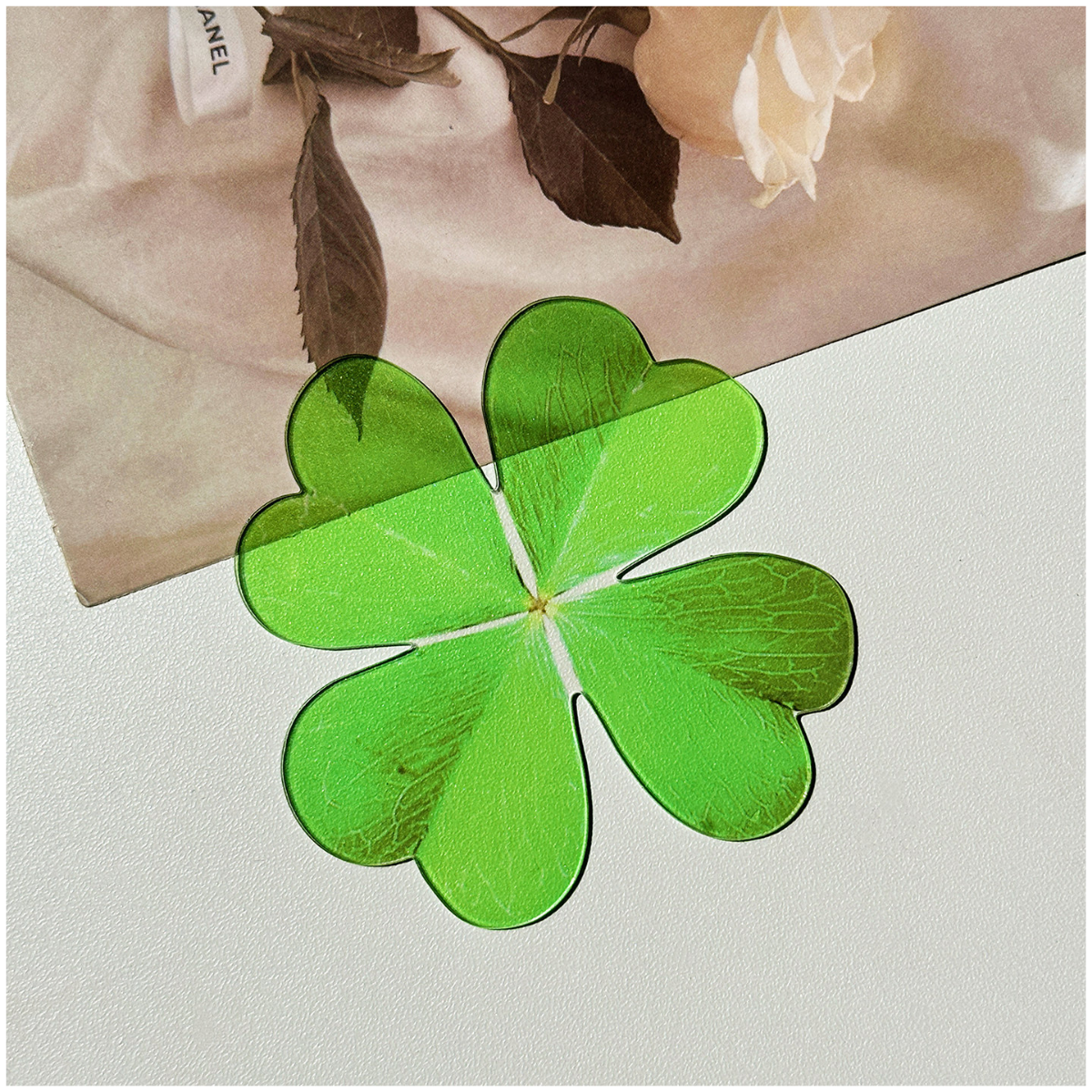 Future Treasure - Lucky Four-Leaf Clover Acrylic Transparent Bookmark