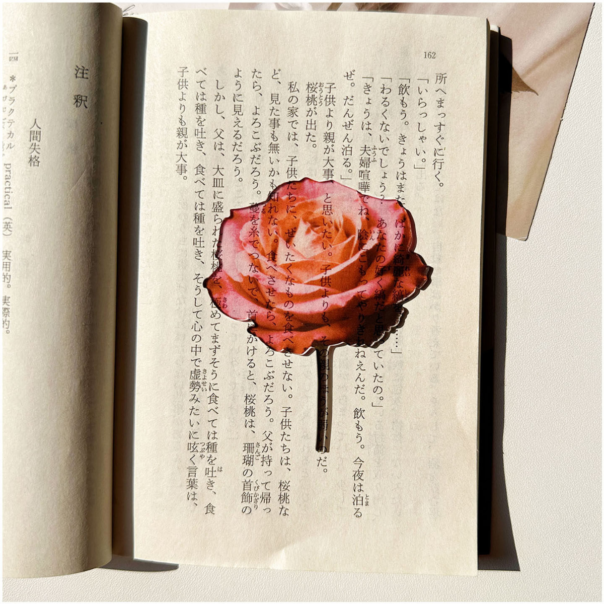 Future Treasure - Pink Rose Acrylic Transparent Bookmark