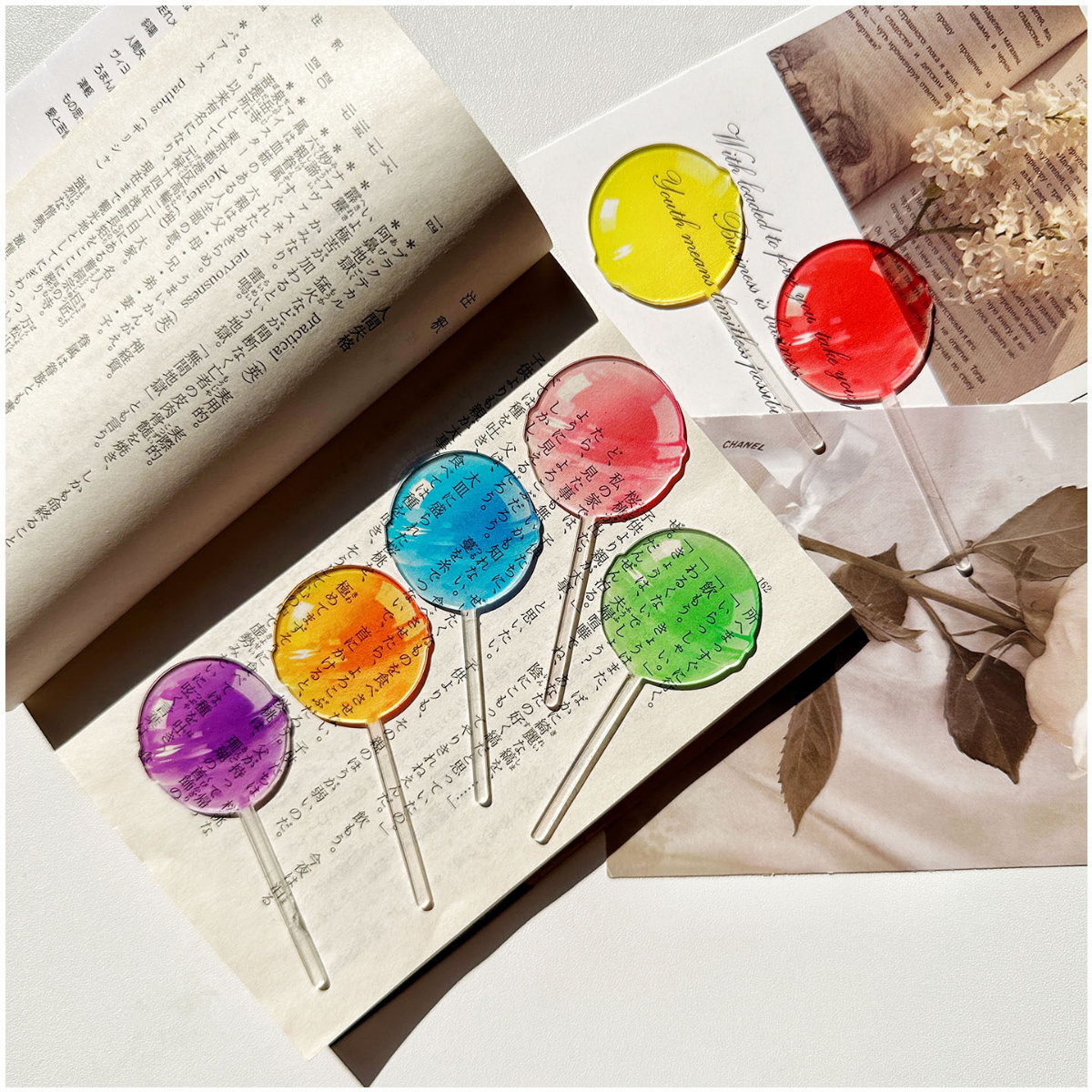 Future Treasure - Rainbow Lollipop Acrylic Transparent Bookmark (7pcs)