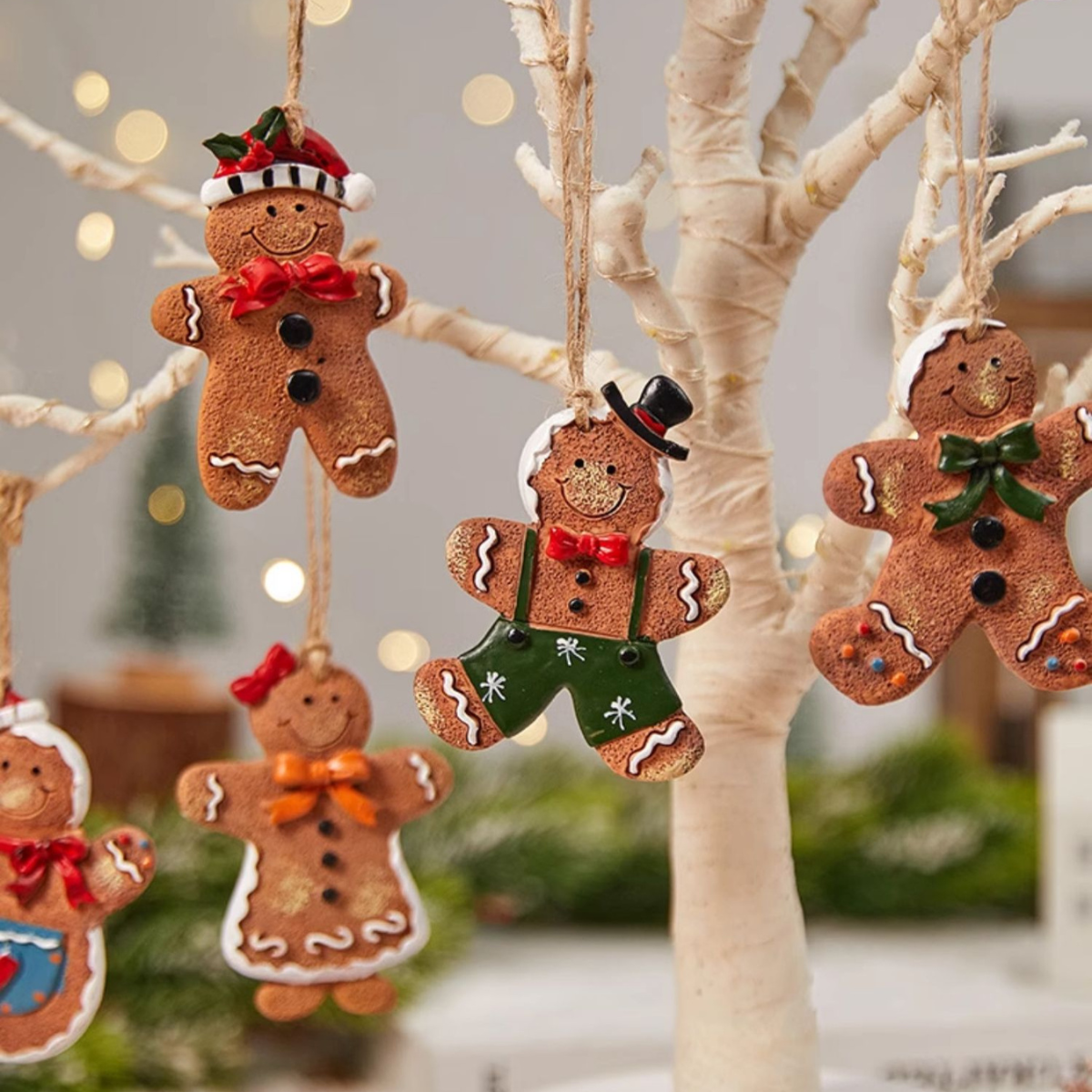 Gingerbread Christmas Tree Decor Set of 6