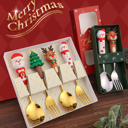 Gold Xmas Cutlery Gift Set