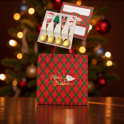 Gold Xmas Spoons Gift Set of 4