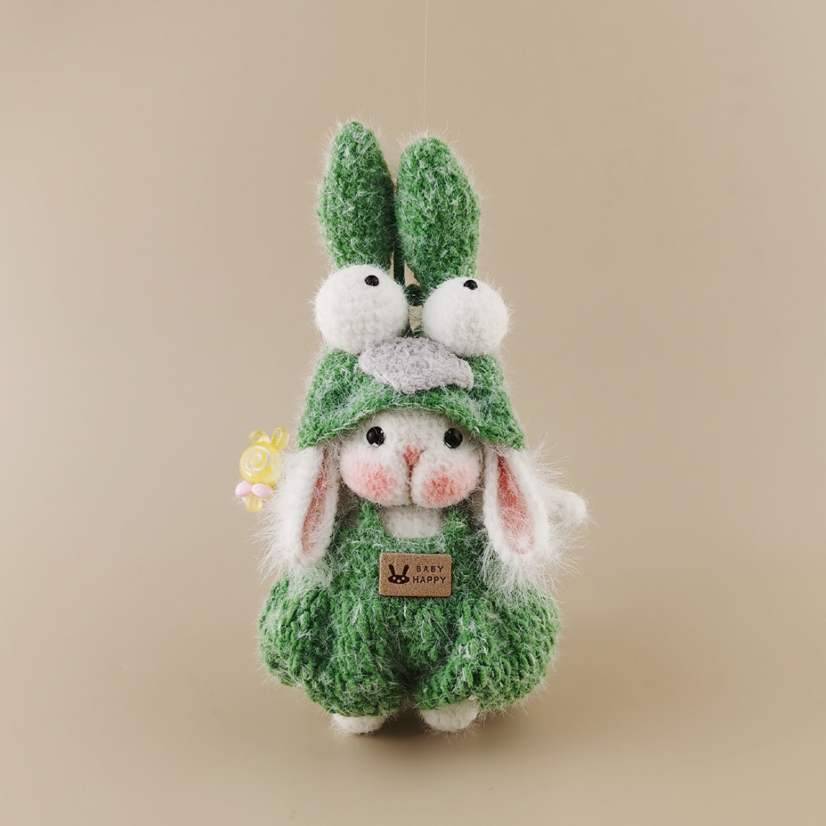 Green Googly-Eyed Bunny Plush Bag Charm