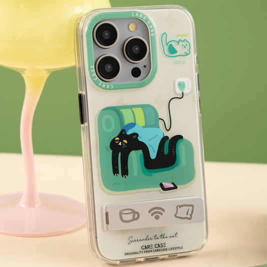Green Sofa Cat iPhone Case 