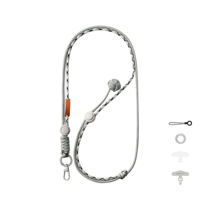 Pastel Adjustable Crossbody Soft Woven Phone Lanyard Grey