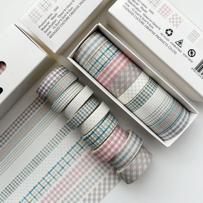 Grid 12-Roll Decorative Washi Tape Set for DIY Crafts & Journals