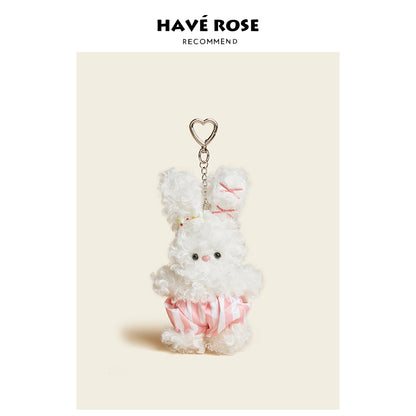 HAVEROSE - Original Curly Bunny Baby Bag Charm White