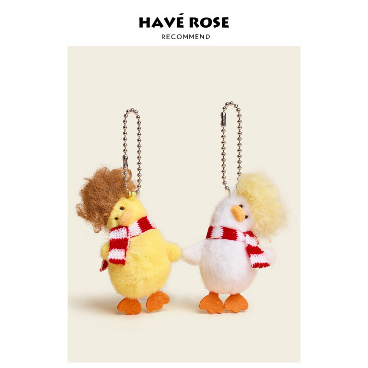 HAVEROSE - Original Magnetic Tilted-Head Duck with Scarf Plush Bag Charm