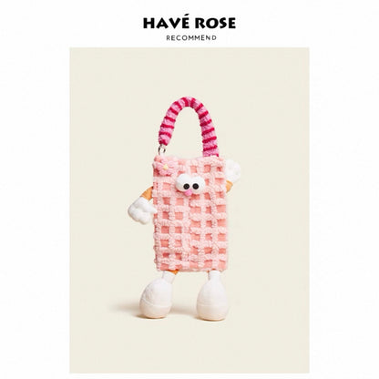 HAVEROSE - Cute Plush Car Tissue Box Holder Pink