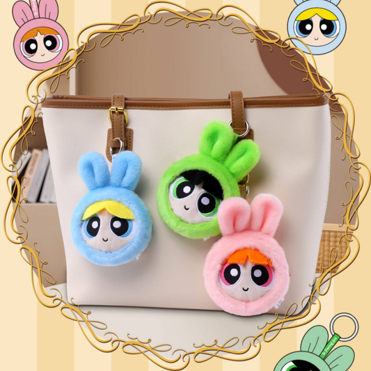 HUGKIS - Powerpuff Girls Bunny Costume Earbud Case Plush Bag Charm