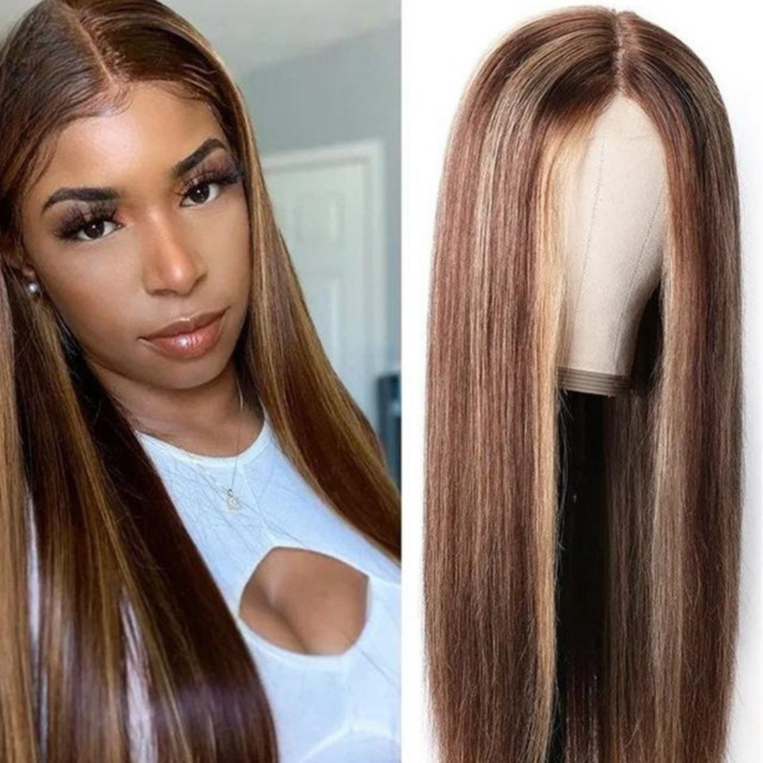 Highlight Balayage Lace Wig 100% Real Human Hair demonstration