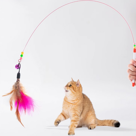 Taige Pet Supplies - Interactive Feather Cat Dancer Wand with Bell