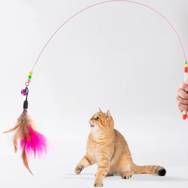 Taige Pet Supplies - Interactive Feather Cat Dancer Wand with Bell
