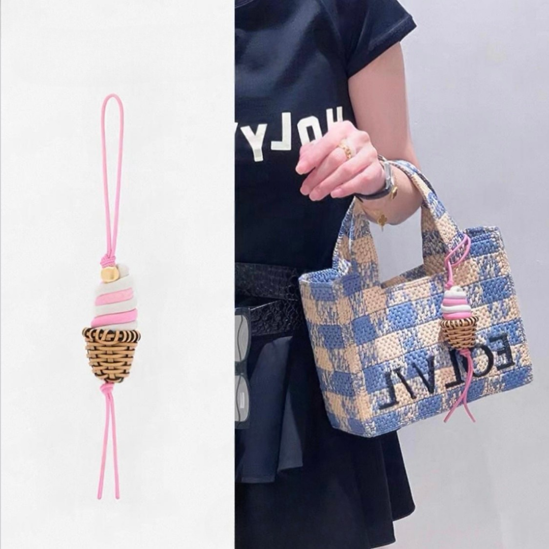 JiangXin Manual Studio Unique Resin Bag Charm Pendant  Ice Cream