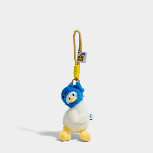 Tilted Head Ugly Cute Duck Plush Bag Charm Blue