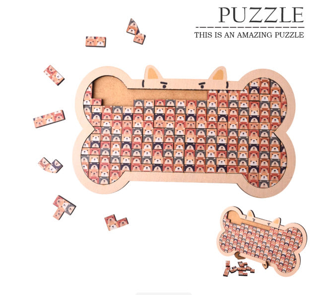 Dog Bone Animal Wooden Puzzle
