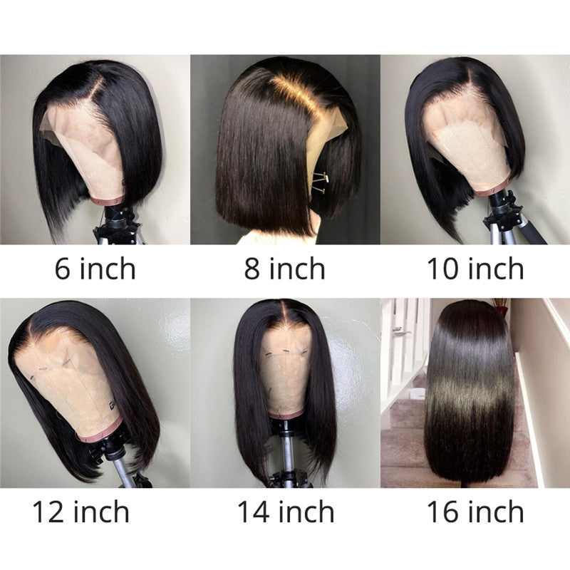 LSY Hair - Natural Black Bob Lace Wig 100% Real Human Hair length