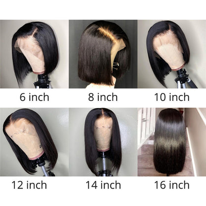 LSY Hair - Natural Black Bob Lace Wig 100% Real Human Hair length