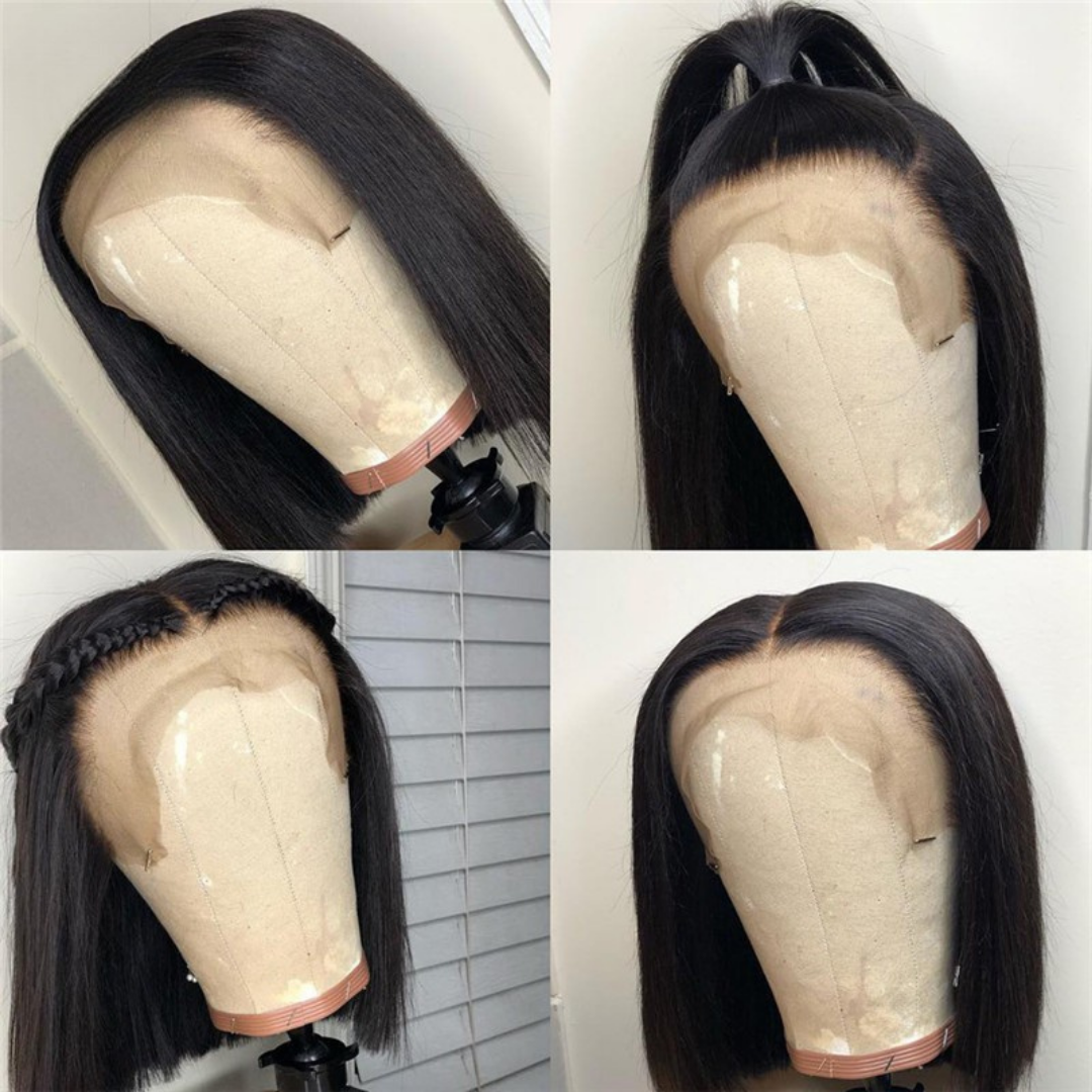 LSY Hair - Natural Black Bob Lace Wig 100% Real Human Hair demonstration