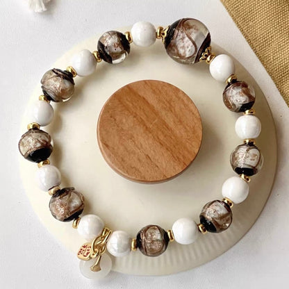 Lama Temple Official Store - Incense Ash Porcelain & Glass Bracelet Protection
