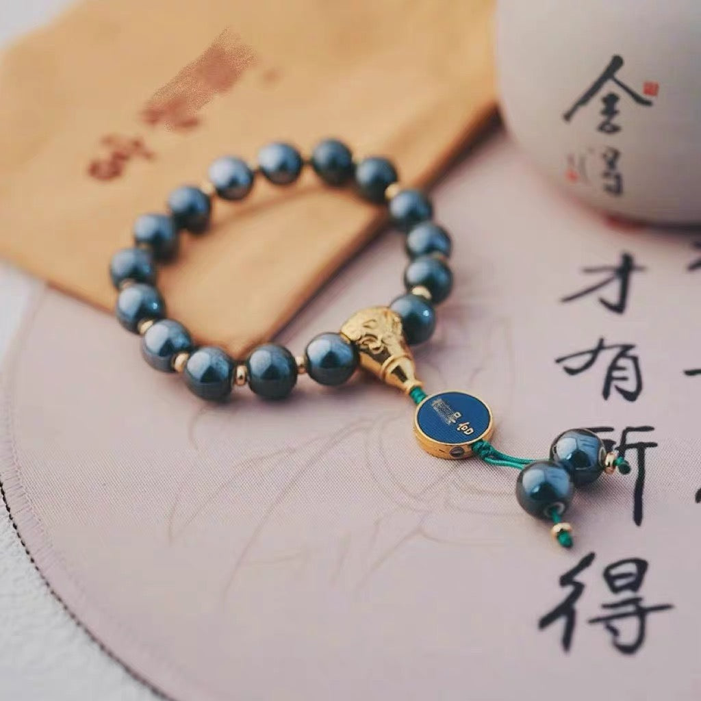Lama Temple Official Store - Porcelain & Glass Bead Bracelet black