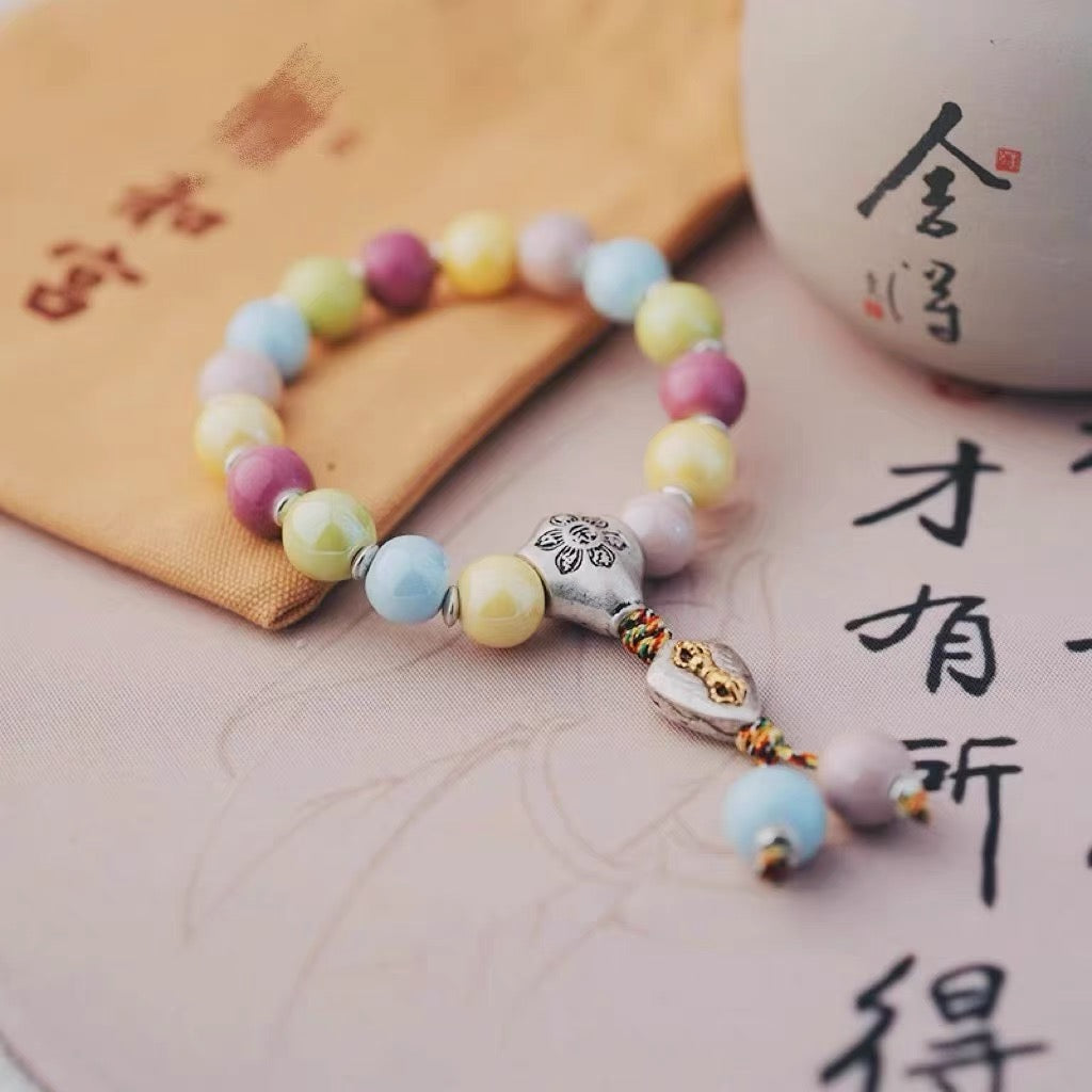 Lama Temple Official Store - Porcelain & Glass Bead Bracelet Multi Colour