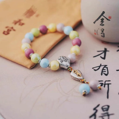 Lama Temple Official Store - Porcelain & Glass Bead Bracelet Multi Colour