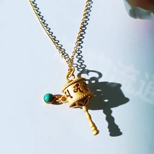 Lama Temple Official Store - Vajra Six-Syllable Mantra Prayer Wheel Necklace