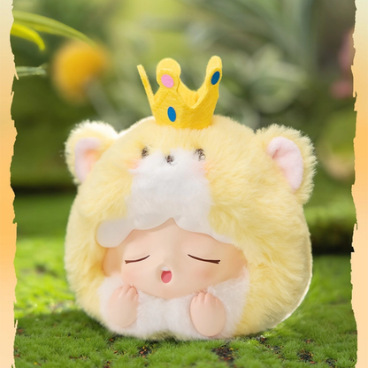 YUMO Plush toy in a yellow lion costume with a colourful crown. It's the hidden variant. It's really cute and lovely. It can give you confidence and help you strengthen your belief. It can be used as a bag charm. It is a great companion in people's lives.