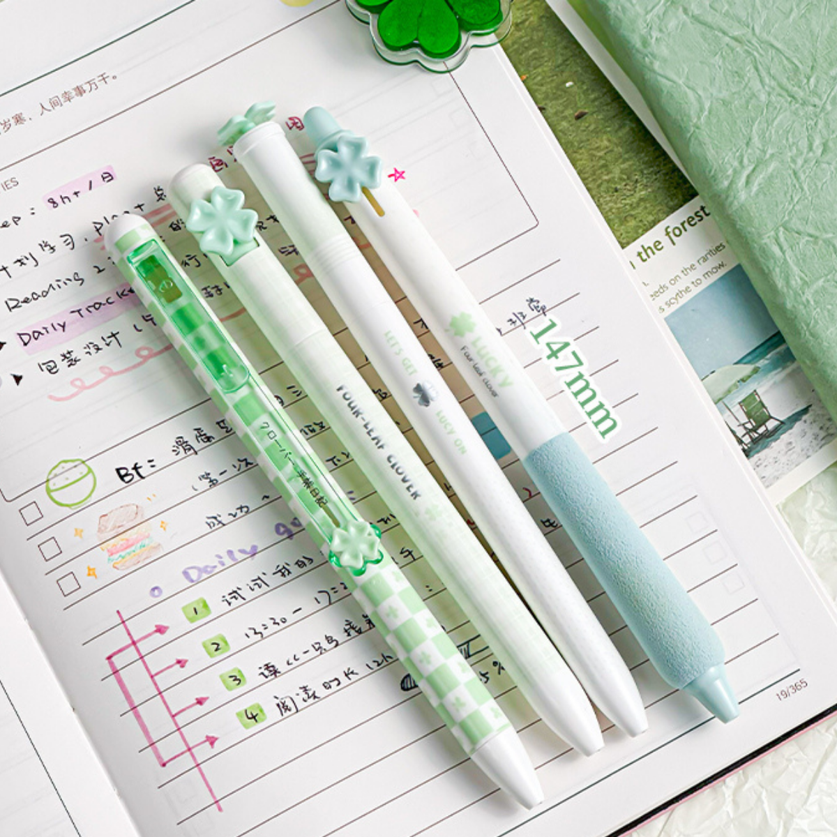 Lucky Four Leaf Clover Pens