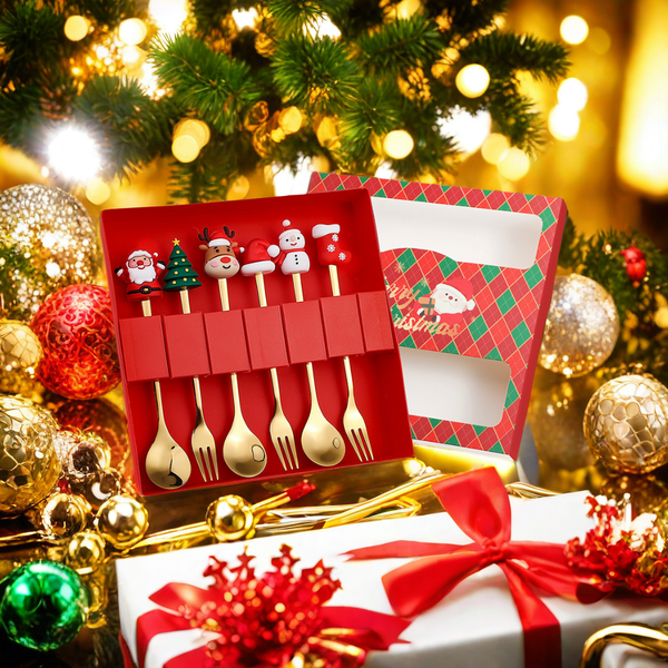 Miaowanwu - Christmas Cute Cartoon Stainless Steel Cutlery Set