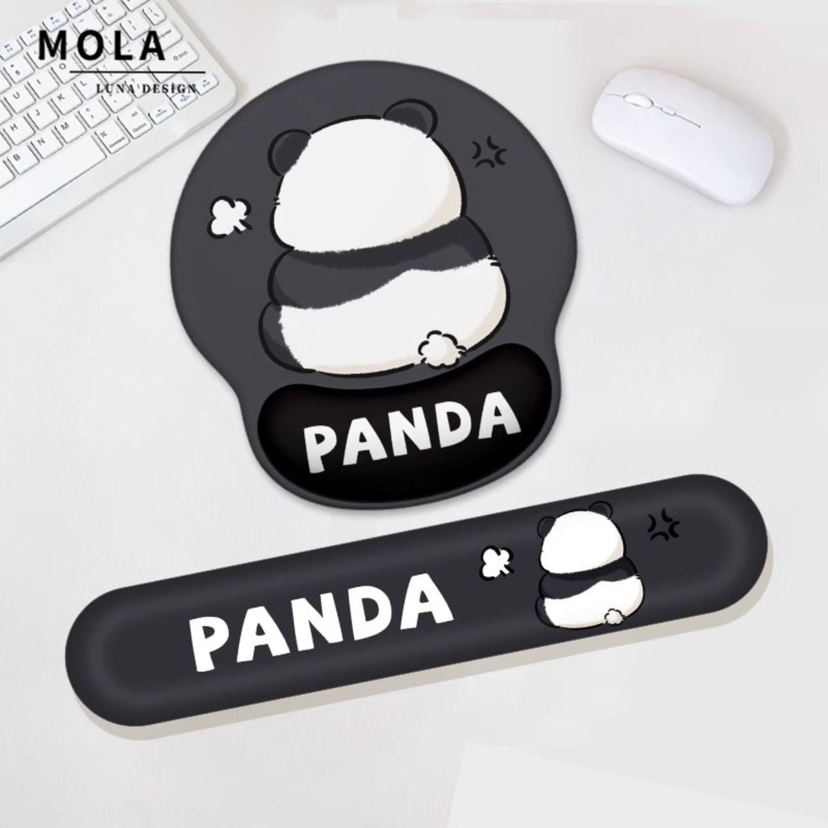 Angry Panda Mouse Pad & Keyboard Pad with Wrist Rest