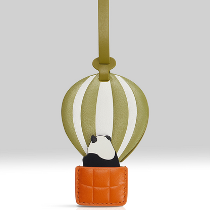 NOIR ATELIER - Panda Hot Air Balloon Leather Luggage Tag