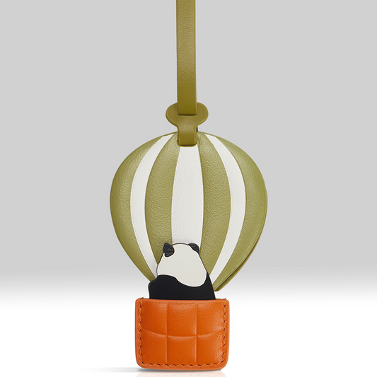 NOIR ATELIER - Panda Hot Air Balloon Leather Luggage Tag