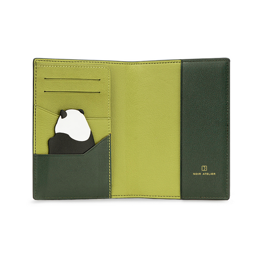 NOIR ATELIER - Panda Leather Passport Holder Green