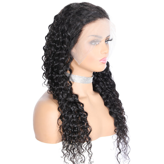 Natural Black Water Wave Lace Wig 100% Real Human Hair